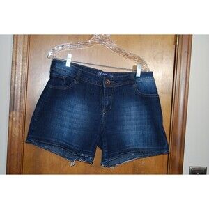 Hering Womens Jean Blue Dark wash raw hem Jean shorts size 34